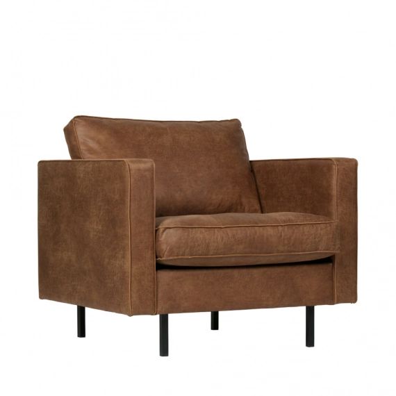 Fauteuil en simili cognac