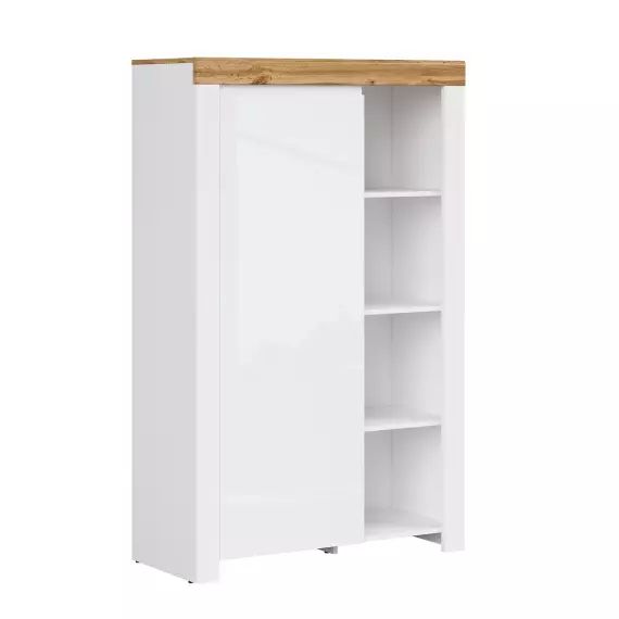 Petite armoire 1 porte blanc et naturel