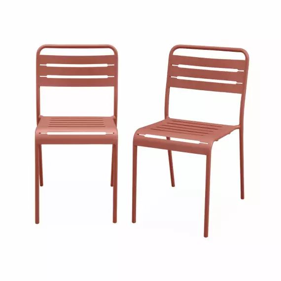 Lot de 2 chaises de jardin, terracotta