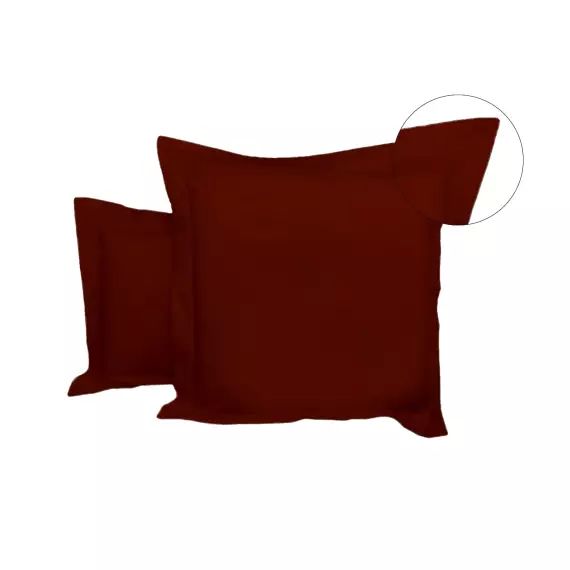 Lot de 2 taies d&rsquo;oreiller polycoton de coton 80 fils  bourgogne 65×65