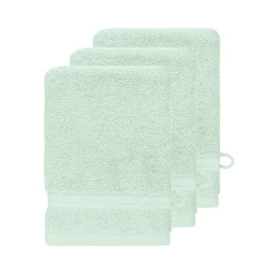 Lot de 3 gants de toilette 550gr/m²  menthe 16×22 cm