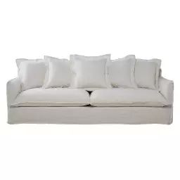 Canapé 5 places en lin lavé blanc