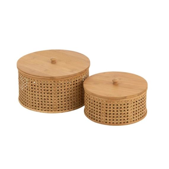 Set De 2 Boites De Rangement Rotin et Bambou – Beige