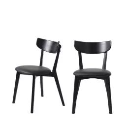 Aude – Lot de 2 chaises en bois et simili – Couleur – Noir