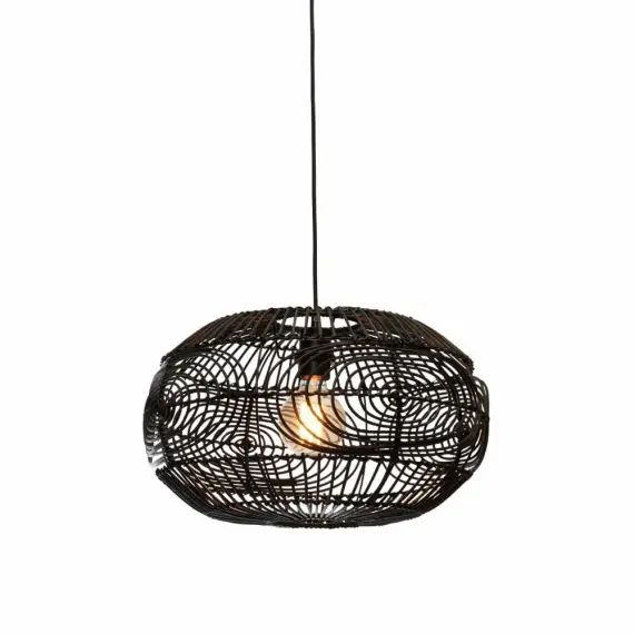 Suspension rotin  noir, h. 30cm