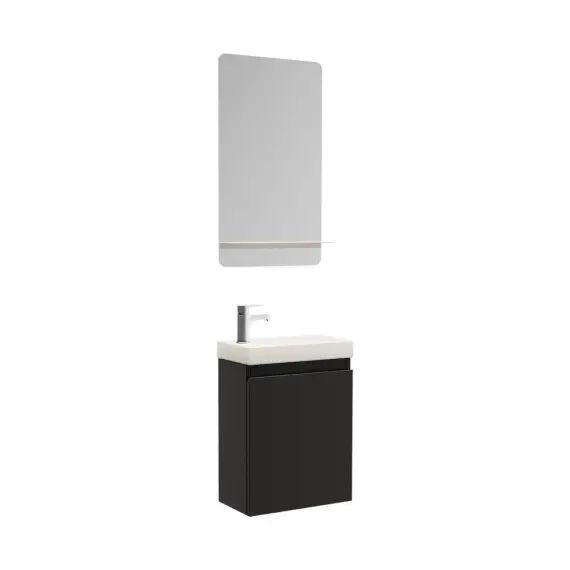Meuble lave-mains  noir + miroir rectangulaire