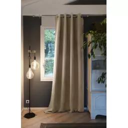 Rideau occultant polyester beige 140×260 cm