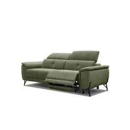 Canapé droit 3 places avec relax électrique à droite tissu vert