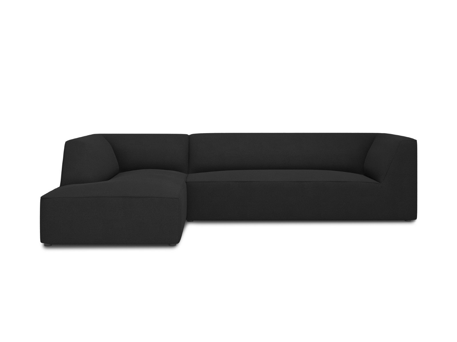 Canapé d’angle gauche 4 places en tissu structurel noir