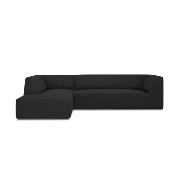 Canapé d’angle gauche 4 places en tissu structurel noir