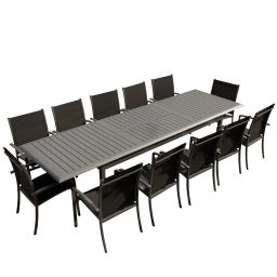 Table de jardin 12 places en aluminium anthracite