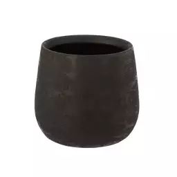 Cache pot irrégulier en céramique noire H18cm