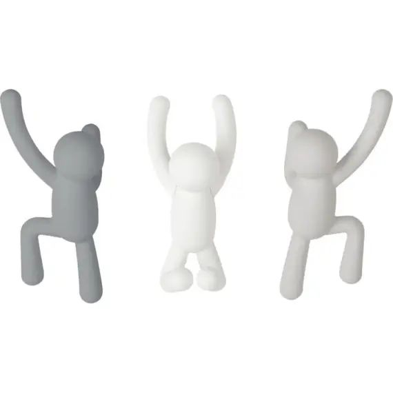 Patère bonhomme buddy (lot de 3) gris – blanc