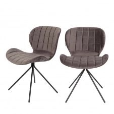 2 chaises velours gris