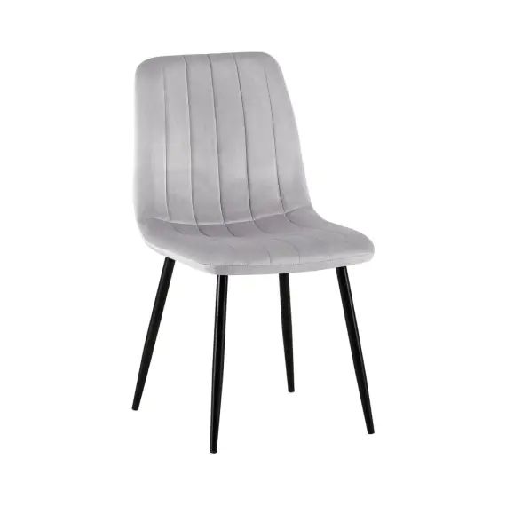 Chaise de salle à manger avec pieds métal assise en velours Gris