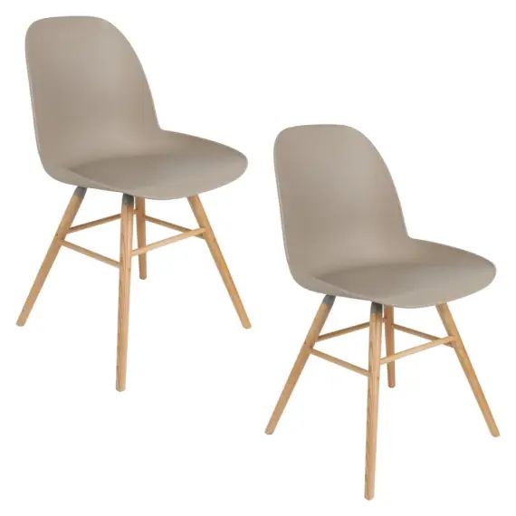 2 chaises résine et bois taupe