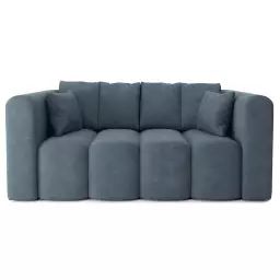 Canapé droit en tissu 3 places bleu gris