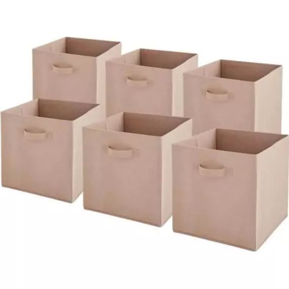 Lot de 6 paniers  pliables en tissu rose 31x31x31cm