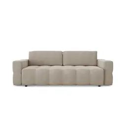 Canapé 4 places convertible coffre noyer velours taupe