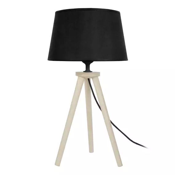 Lampe de chevet bois naturel et noir