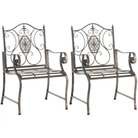Lot 2 chaises de jardin en métal Bronze