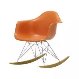 Rocking chair Eames Plastic Armchair en Plastique, Érable massif – Couleur Orange – 63 x 82.77 x 76 cm – Designer Charles & Ray Eames