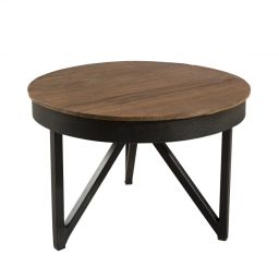 Table basse ronde d’appoint bois et métal