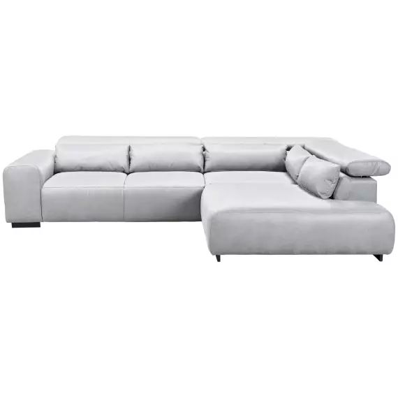 Canapé d’angle fixe 4 places en tissu SIDE coloris gris clair