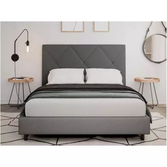 Tête de lit en tissu BAILA – Gris foncé, Largeur – 140 cm – 145 et 165 x 10 x 112 cm – Usinestreet