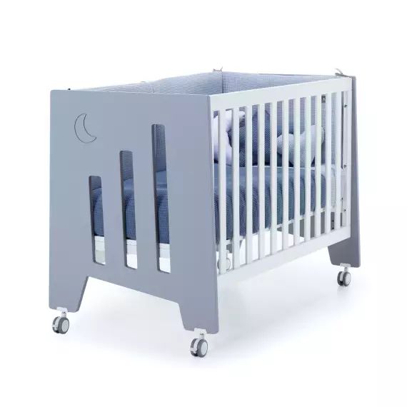 Lit bébé – bureau (2en1) 60×120 cm en bleu