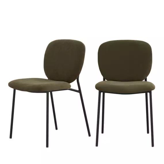 Dalby – Lot de 2 chaises en tissu et métal – Couleur – Vert
