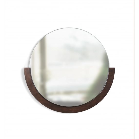 Miroir rond bois coloris noyer D 82cm
