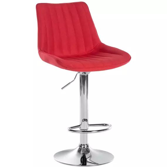 Tabouret de bar en tissu ajustable pivotant tissu Rouge