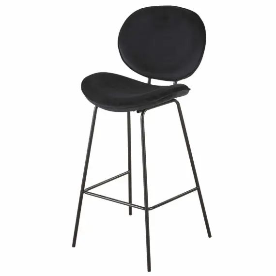 Chaise de bar en velours et métal noirs Luna