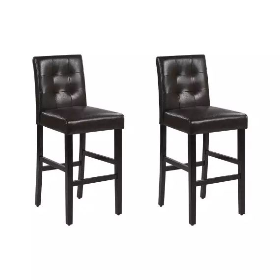 Lot de 2 chaises de bar en simili-cuir marron