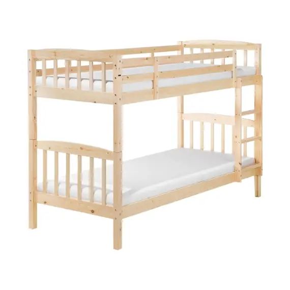 Lit superposé en bois solide bois clair 90×200