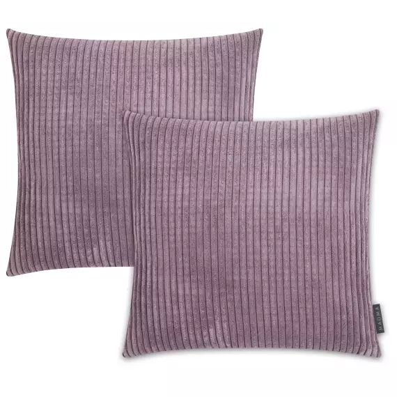 Housses de coussin velours côtelé mauve – Lot de 2 – 45×45 cm