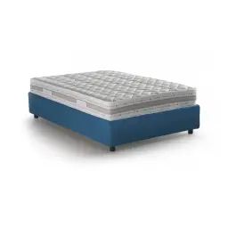 Lit coffre 140×190 cm en tissu bleu