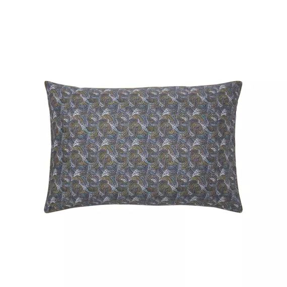 Taie d’oreiller en percale de coton bleu 50×75