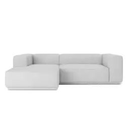 Canapé d’angle en tissu 5 places gris clair