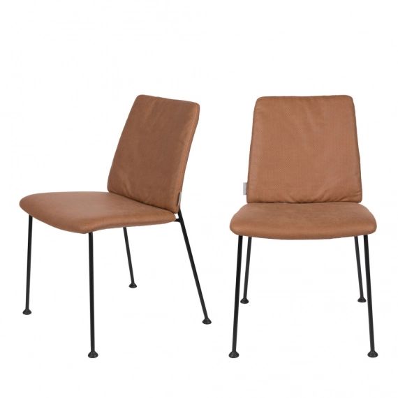 2 chaises en tissu micro-perforé marron foncé