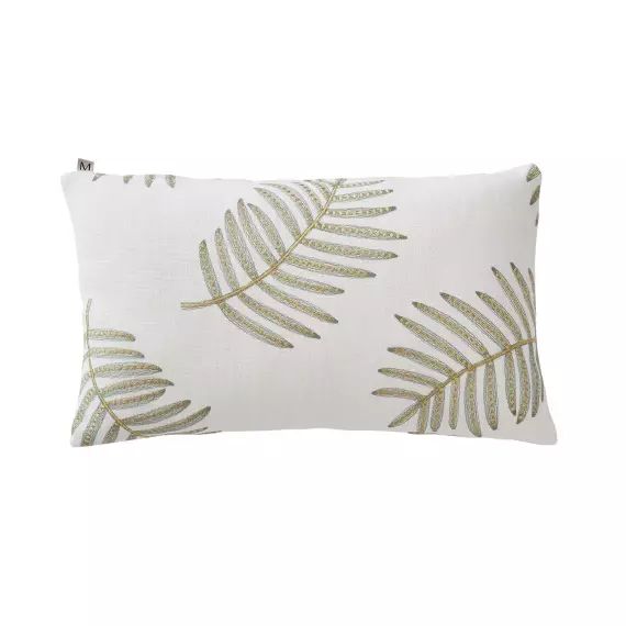 Housse de coussin FILICO blanc cassé et sauge – BLANC