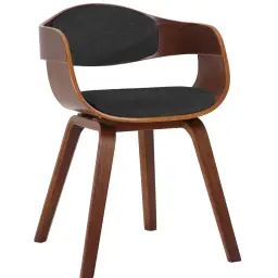 Chaise avec dossier ajouré et accoudoirs en tissu Noyer / Gris foncé