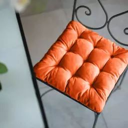 Lot de 4 Galettes de chaise en polyester 40 x 40 cm  orange