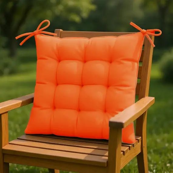 Lot de 4 Galettes de chaise en polyester 40 x 40 cm  orange