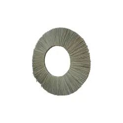 Miroir rond en paille de mendong beige
