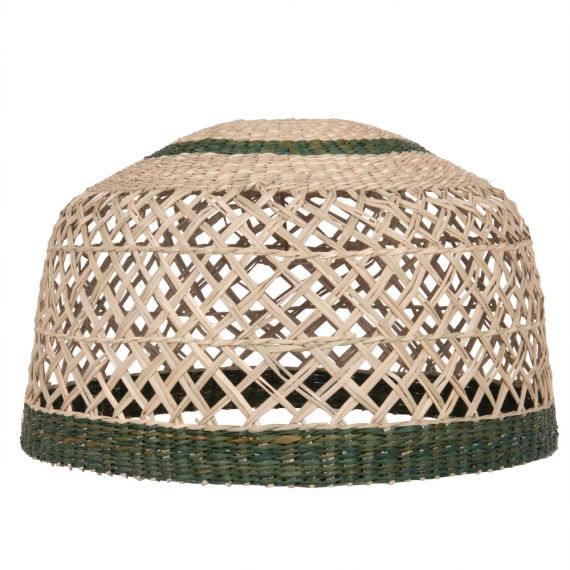 Suspension en jonc de mer beige et vert D41