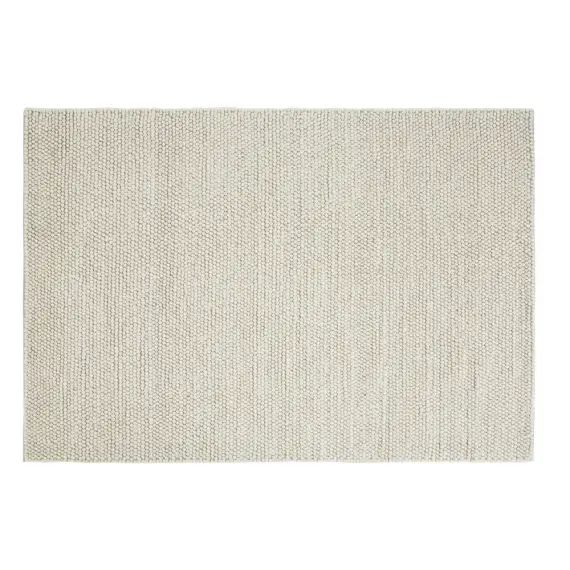 Tapis en laine tissé et reliefé en laine et coton beiges 160×230