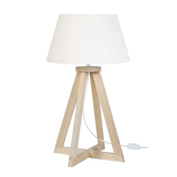 Lampe a poser bois  naturel et écru
