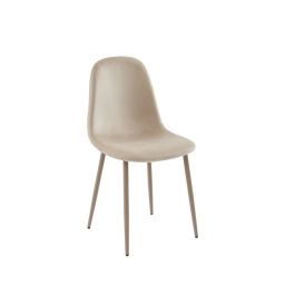 Heki – Lot de 4 chaises en velours pieds en métal beige